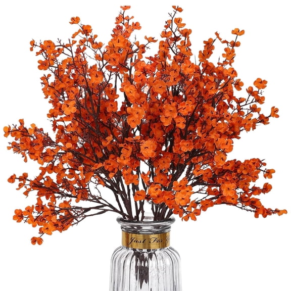 Artificial Cherry Blossom Branches, Artificial Flowers Bouquet,1Pc Artificial Flowers Faux Gypsophila Cherry & Stems for Home Decor Wedding Centerpieces Table Arrangements,Orange2,19.29"