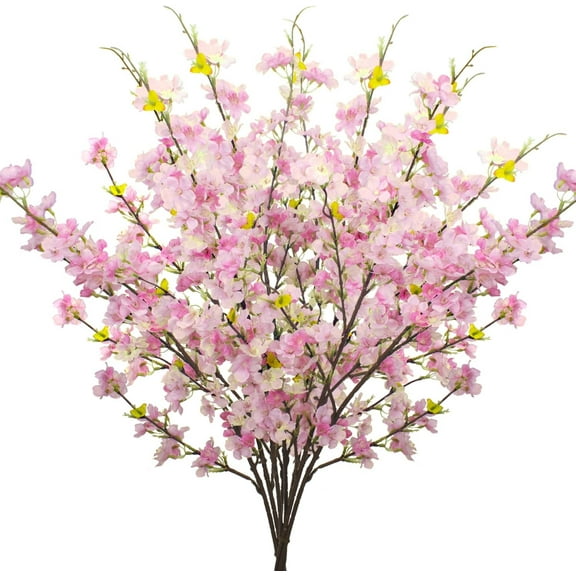 Artificial Cherry Blossom Branches Fake Flower Silk Tall Stems for Home Wedding Table Vase Decor (4 Pcs, Pink)