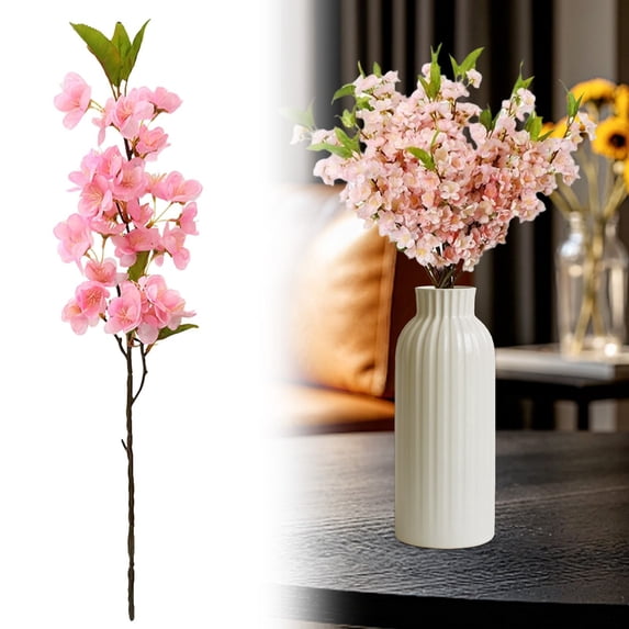 Artificial Cherry Blossom Branches Peach Blossom Floral Twigs Realistic Arrangement For Home Wedding Party Indoor Outdoor Decoration,Floral Twigs,Home Decor,Pink,1 Stem