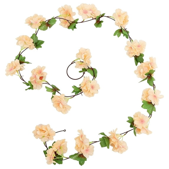 Artificial Cherry Blossom Flower Vines Bulk, Faux Cherry Hanging Garland, Pink Flower Vines, Silk Pinks Flowers Garland with Green Leaves for Party Decor, 1 Pcs, 7.55 Ft