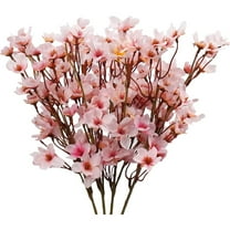 Artificial Cherry Blossom Flowers 4Pcs Faux Cherry Blossom Stems Faux Silk Cherry Blossom Branches 15.7’’ Fake Peach Flowers for Vase Arrangements Home Wedding Table Decor Pink