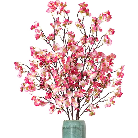 Artificial Cherry Blossom Flowers， Bulk Silk Faux Flowers Real Touch Bouquet for Christmas Halloween Home Wedding Spring Decor ，Vase Not Included (White)
