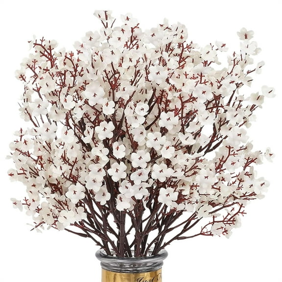 Artificial Cherry Blossom & Gypsophila Flower Stem, Realistic Floral Decor for Home & Wedding Centerpieces, Fake Gypsophila Cherry Stems, Plastic Artificial Flower for Living Room