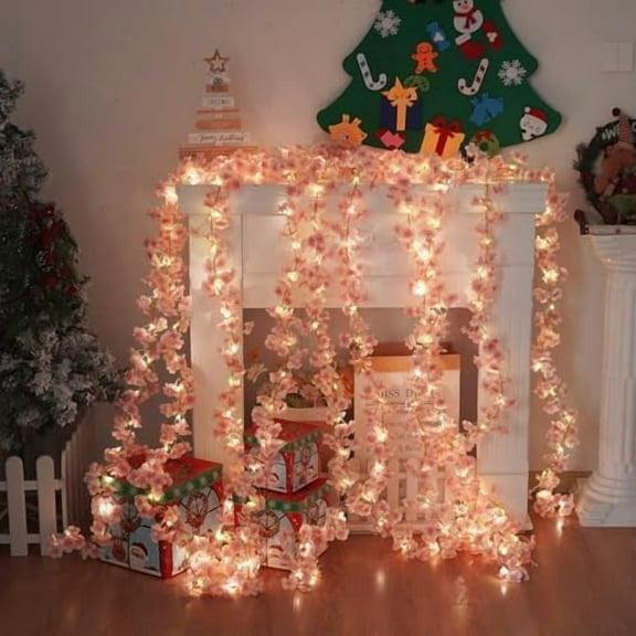 Artificial Cherry Blossom Lights190 LED 5.5ft x 6.2ft Warm White Curtain String Lights with Remote and Timer, 8 Modes, USB Powered for Room Wall Party Xmas Decor$$Home Decor, Kitchen, & Other