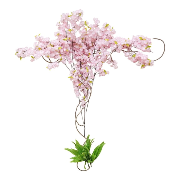 Artificial Cherry Blossom Tree, 30 Flower Branches 3 Vines 3 Persian Leaves Bundle DIY Kit, Fake Pink Sakura Tree for Wedding Party Decor