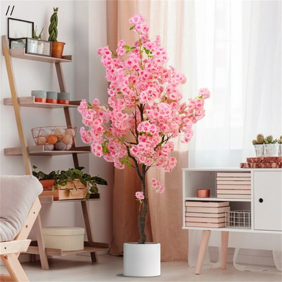 Artificial Cherry Blossom Tree, 4.9ft/5.9ft Tall Decorative Faux Cherry Blossom Silk Tree In Pot, Home Indoor Corner Decor for Wedding Party Decor