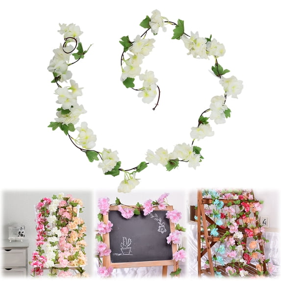 Artificial Cherry Blossom Vine Garland for Home Wedding Wall Decor,Realistic Sakura Garland,Indoor Outdoor Faux Blossom,floral garland,B,90.5"
