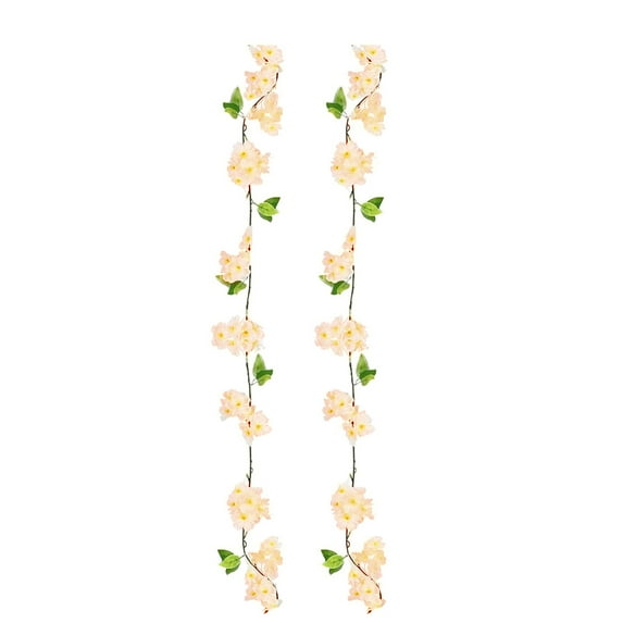 Artificial Cherry Blossom Vines, 2pcs Hanging Plants Silk Garland Fake Cherry Flowers for Home Garden Wall Fence Indoor Outdoor Wedding Birthday Decor (220cm)