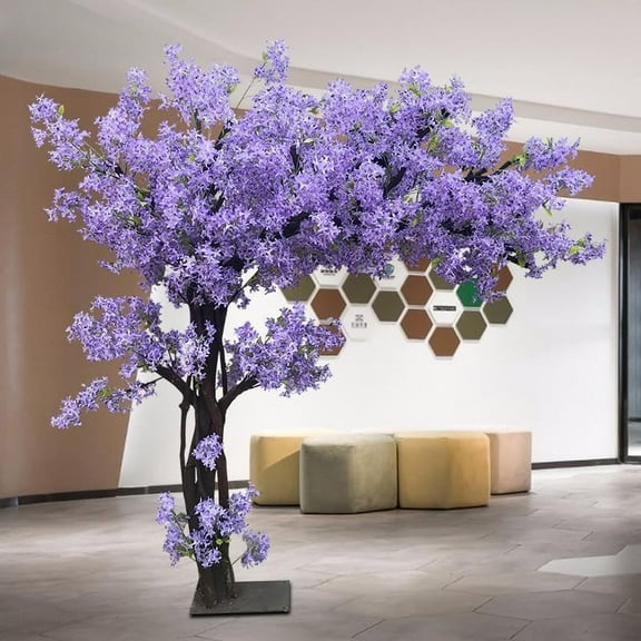 Artificial Cherry BlossomTreesLarge Purple Wishing Fake Tree Large Plants for Wedding Event Party Restaurant Mall 1.7m/5.5Ft High Extending 1.4m /4.59Ft