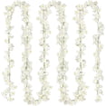 thumbnail image 1 of Artificial Cherry Flower Vines 4PCS Fake Hanging Plant Silk Flowers Garland for Home Wedding Garden Party Arch Office Decor, White, 1 of 9
