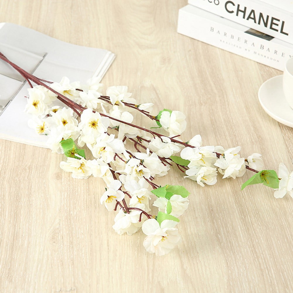 Artificial Cherry Plum Peach Blossom Branch Fake Silk Flower Tree Home ...