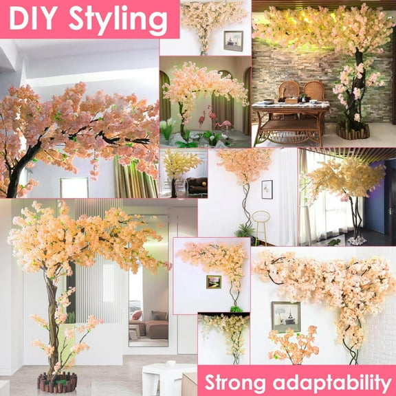 Artificial Cherry Tree, Indoor Fake Tree with 30 Branches for Wedding Decor(Champagne)