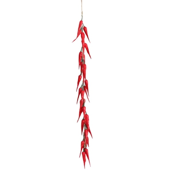 Artificial Chili String, 24.01X2.16X2.16In Plastic Foam, Lifelike Lightweight Easy Hang for Kitchen Restaurant Home Decor,Red