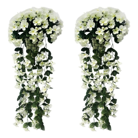 Artificial Chlorophytum Bouquet - 27.56" Silk Fence Screen with 200 Flowers for Indoor/Outdoor Decor, Balcony, Garden, Wall, Restaurant - 2 Pack Easy Install Privacy Hedge, UV Resistant