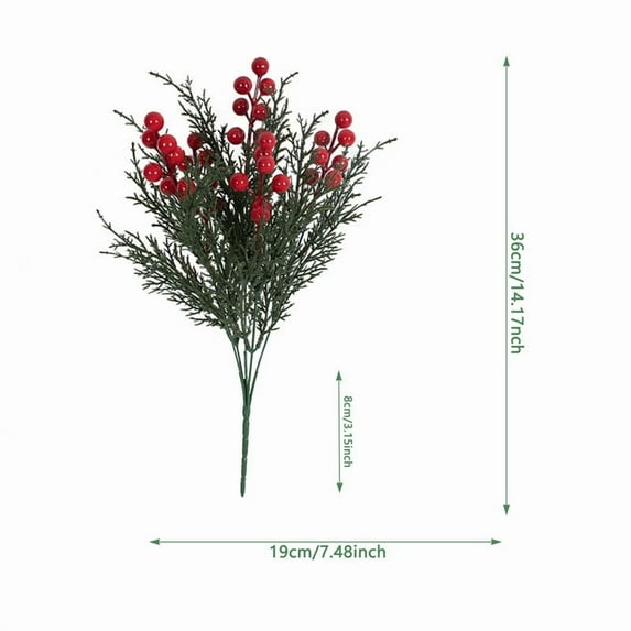 Artificial Christmas Berries Picks with Metal Stems for Holiday Tree Decorations, Festive Floral Arrangements, Home and Party Seasonal Décor