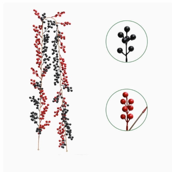 Artificial Christmas Berry Garland 72.83 inch Faux Red Berry and Green Leaf Garland for Christmas Tree Fireplace Mantel Stair Railing Front Door Indoor Outdoor Holiday Party Decor E