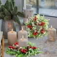 thumbnail image 1 of Artificial Christmas Candle Rings with Red Berries and Pinecones Snowy Pine Garland Wreath for Pillar Candle Holder Winter Wedding Table Centerpiece Holiday Decor for Mantel Door and Cabinet, 1 of 9