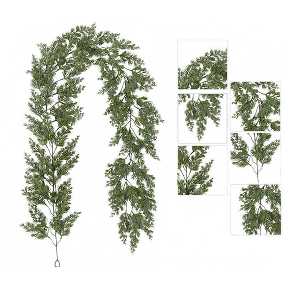 Artificial Christmas Cedar Garland Greenery, Versatile 6ft Holiday Decoration For Fireplace Mantel, Stair Railing, Wall, Doorway, Table, Indoor Outdoor Décor