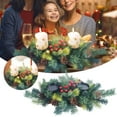 thumbnail image 1 of Artificial Christmas Centerpiece 26 Inch with LED Candle Holders Battery Operated String Lights Artificial Berries Pine Cones Rustic Table Decor for Kitchen Indoor Home, 1 of 6