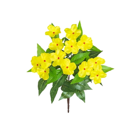 Artificial Christmas Decorations with 5-Headed Impatiens Flower, Realistic, Waterproof, Sunproof, Flexible for Outdoor Porch Garden Landscape Enhancement