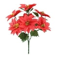 thumbnail image 1 of Artificial Christmas Flower Bouquet 12-Inch, Realistic Silk Poinsettia & Berry Spray for Xmas Tree, Holiday Wedding Home Decor, Long-Lasting No-Water Centerpiece, A Seven-Flowered Christmas Flower, 1 of 9