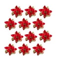 thumbnail image 1 of Artificial Christmas Flowers, 12 Piece 5.51inch Glitter Poinsettias Xmas Tree Decoration Ornaments, Red Gold Christmas Flower for DIY Wreath Garland Holiday Home Party Wedding New Year Decor, 1 of 8