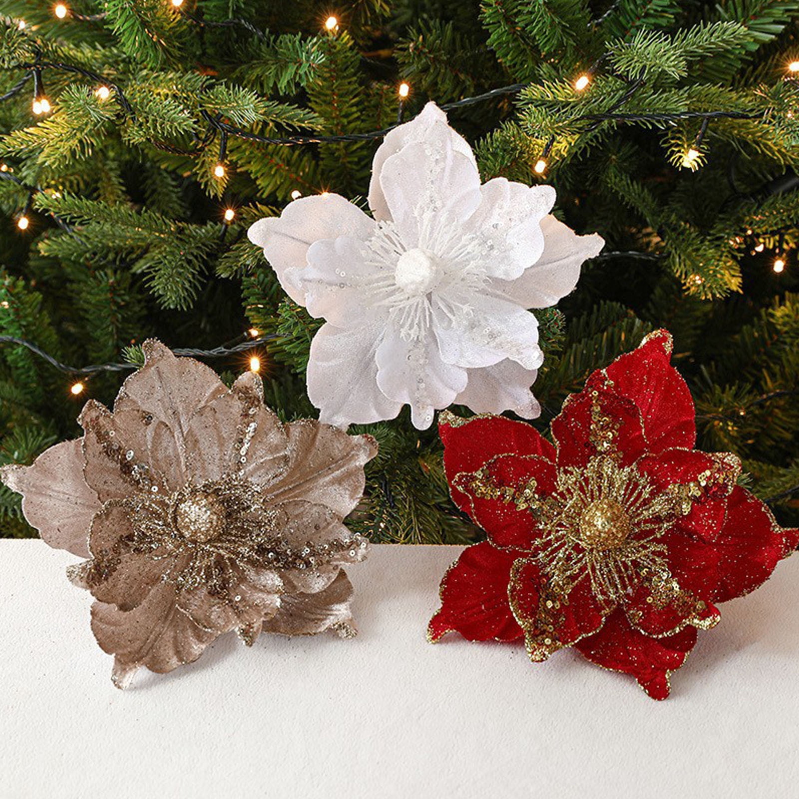 Artificial Christmas Flowers under $5! CQCYD Christmas Artificial ...