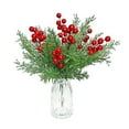 thumbnail image 1 of Artificial Christmas Flowers With Red Berry Stems, Fake Norfolk Garland Branches For Winter Decor, Faux Christmas Garland Tree Picks And DIY Crafts, 1 of 7