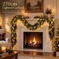 thumbnail image 1 of Artificial Christmas Garland, 8.86FT Pre-lit Faux Cypress Greenery Garland with Warm Lights for Fireplace Mantel, Entryway Arch, Stair Banister, Holiday Wall Decor, 1 of 7