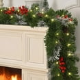 thumbnail image 1 of Artificial Christmas Garland Christmas Flocking Snowflake Rattan 270CM/106IN with Pinecone and Red Berries Mixed Artificial Encryption Falling Snow Rattan, 1 of 8