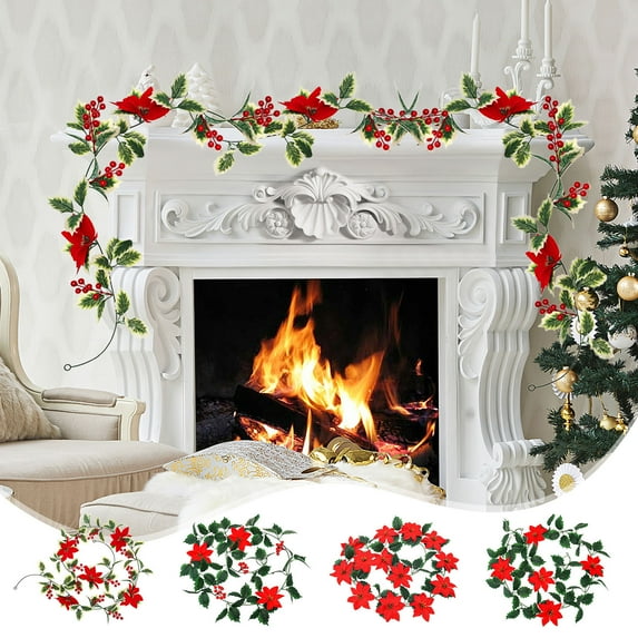 Artificial Christmas Garland Christmas Rattan Spots Artificial Fake Leaves Christmas Decorations Simulation Christmas Rattan Outdoor Christmas Garlands