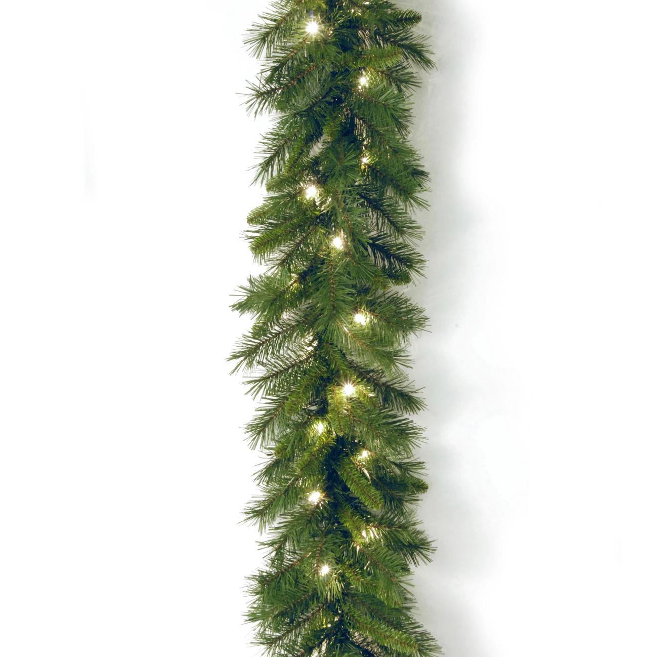 9-Foot Green Pine Pre-Lit Artificial Christmas Garland with Clear Lights