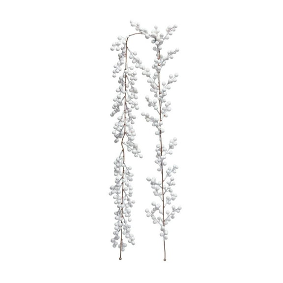 Artificial Christmas Garland, Long Berry Vine with Leaves for Mantel Staircase Doorway Decor(White)