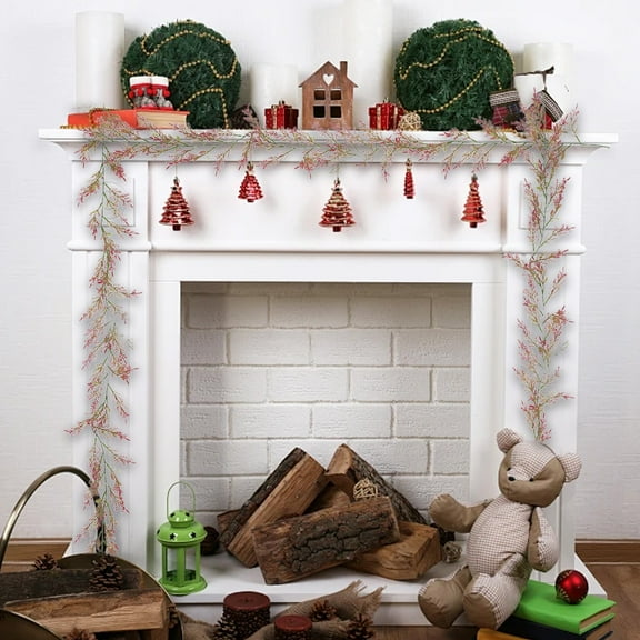 Artificial Christmas Garland One Point Eight Meters Rattan Plastic Soft Rubber Pines Needle Green Leaves Decorative Strip Pines Cedar Rattan Outdoor Christmas Garlands