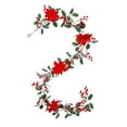 thumbnail image 1 of Artificial Christmas Garland with Red Berries – 78.7" Holiday Faux Rattan for Indoor & Outdoor Decor, Christmas Stair, Wall, Mantel & Door Hanging Decoration, 1 of 5