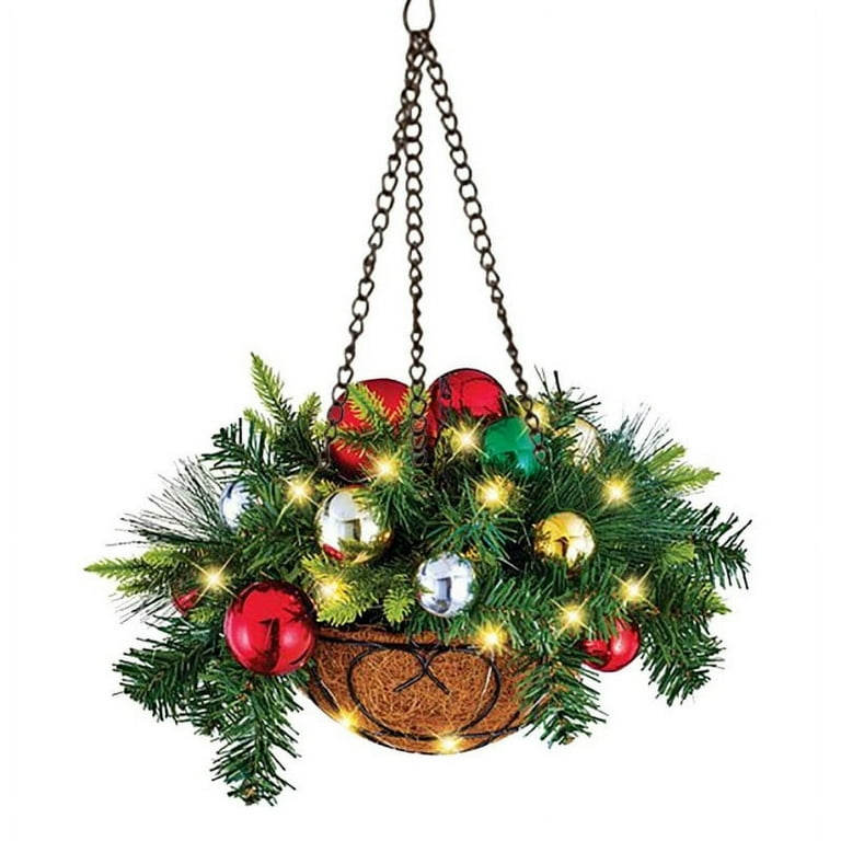 Christmas Hanging Basket with Pine and Cones