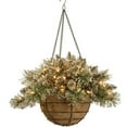 Artificial Christmas Hanging Basket with Lights, Christmas Hanging
