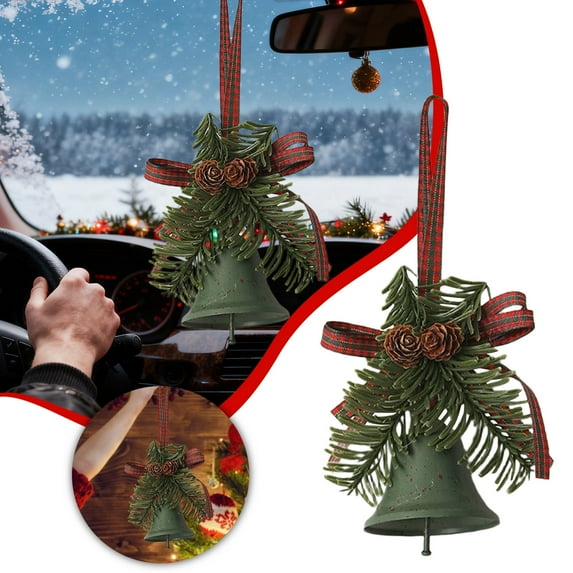 Artificial Christmas Mistletoe Kissing Ball with Bells, Hanging Decor with Bow for Tree, Door, and Party Decorations