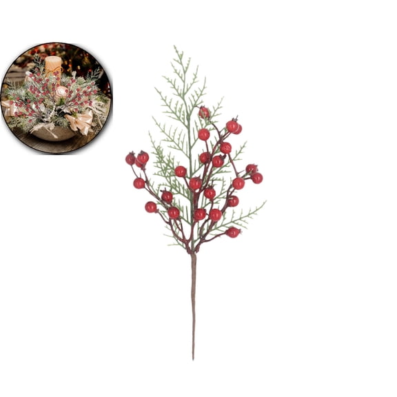 Artificial Christmas Picks Assorted Red Berry Picks Stem Faux Pine Picks Spray with Pinecones Holly Leaves for Floral Arrangement Wreath Winter Holiday Season Decor