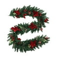 thumbnail image 1 of Artificial Christmas Pine Garland 5.9 Ft Garland with Poinsettia Red Berry Balls Winter Greenery Garland Traditional Holiday for Holiday Mantle Stairs Stairs Indoor Outdoor Xmas Decor, 1 of 8