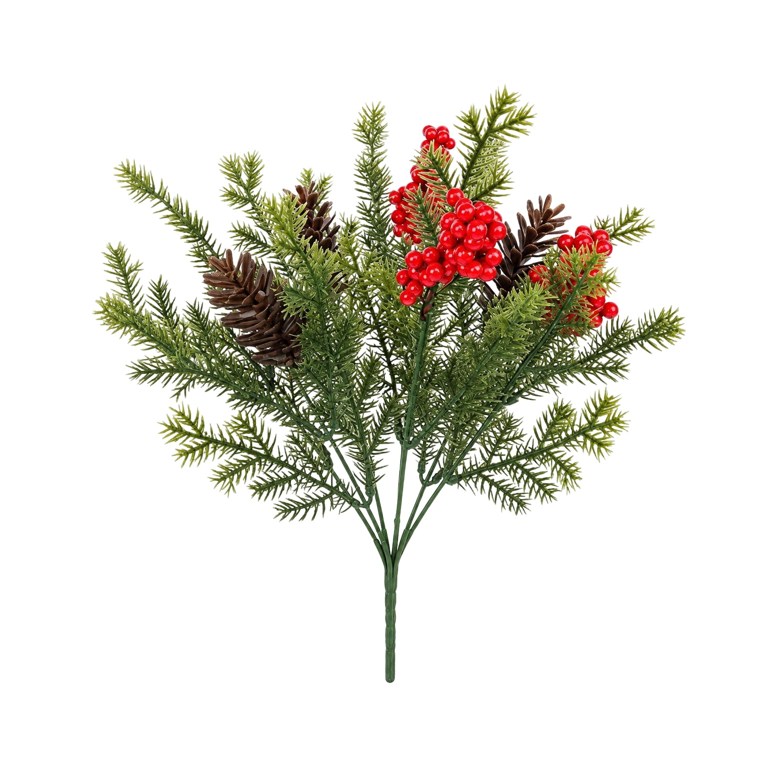 Ruby Slippers Diy Artificial Christmas Pine Stems with Pinecones and Red Berries,Holiday ...
