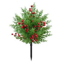 Artificial Christmas Pine Tree, Greenery Floor Ornament, Realistic Fake Shrub with Planter for Home Decor and Landscaping, 21.65 Inch Tall, Maintenance Free, Durable Plastic Material