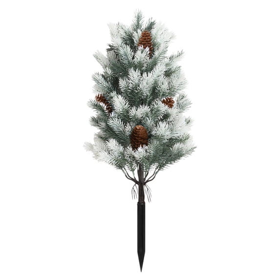 Artificial Christmas Pine Tree Stake with Realistic Cedar Branches and Pine Cones for Outdoor Yard, Porch, Pathways, and Garden Holiday Decoration
