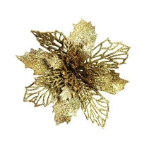 Artificial Christmas Poinsettia Flowers,Artificial Poinsettia with Clips Christmas Decor,Glitter Poinsettia Christmas Ornaments,Christmas Tree Flower Decorations with Stems,Xmas Wreath Party Decor