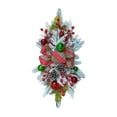 thumbnail image 1 of Artificial Christmas Swag,Cordless Prelit Teardrop Swags,Christmas Wreath with Bowknot,Rustic Stair Garland with Christmas Ball,Christmas Swags Staircase Mailbox Front Door Decor(Z2-Multicolored), 1 of 7