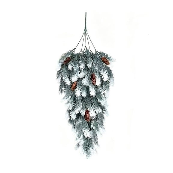 Artificial Christmas Swag with Pinecones, Faux Snowy Evergreen Pine Greenery Christmas Decorations for Front Door, Fireplace Mantel, Porch, Window, Winter Home Decor