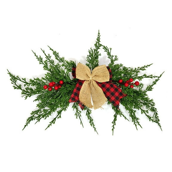 Artificial Christmas Swags for Front Door, Greenery Christmas Swag Winter Pine Needles Decoration Swag for Indoor & Outdoor Window Wall Fireplace Home Holiday Xmas Decor
