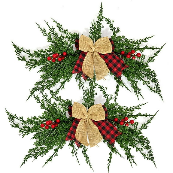 Artificial Christmas Swags for Front Door, Greenery Christmas Swag Winter Pine Needles Decoration Swag for Indoor & Outdoor Window Wall Fireplace Home Holiday Xmas Decor