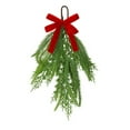 thumbnail image 1 of Artificial Christmas Teardrop Swag 13.78 Inch Winter Greenery Garland with Red Berries Bow Cedar Pine Xmas Door Swag for Front Door Wall Hanging Indoor Outdoor Fireplace Decor, 1 of 7