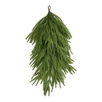Artificial Christmas Teardrop Swag, 25" Faux Pine Needles Teardrop Door Swag, Christmas Norfolk Greenery Teardrop Wreath for Xmas Holiday Door Table Mantle Fireplace Indoor Outdoor Decor